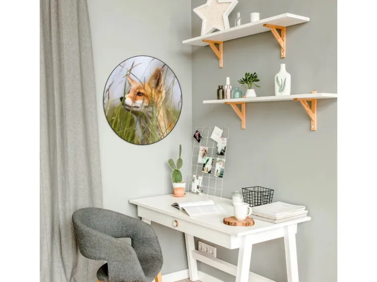 Banjado Magnettafel Rund Größe 47cm Magnetwand Schwarz Aus Metall Magnetpinnwand Pinnwand Motiv Fuchs