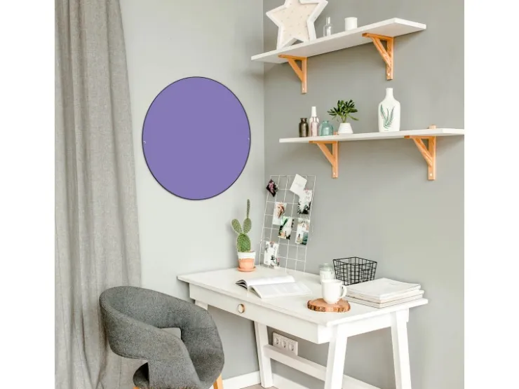 Banjado Magnettafel Rund Größe 47cm Magnetwand Schwarz Aus Metall Magnetpinnwand Pinnwand Motiv Lavendel