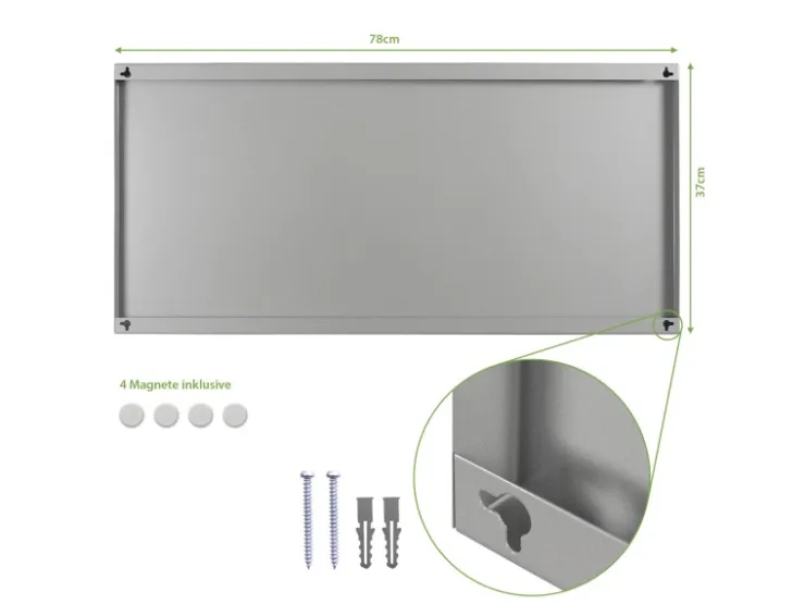 Banjado Magnettafel 78x37cm Magnetwand Silber Aus Metall Magnetpinnwand Pinnwand Inkl. 4 Magnete Motiv Im Weltall 2* Wanddekoration