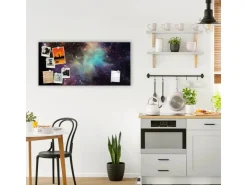 Banjado Magnettafel 78x37cm Magnetwand Silber Aus Metall Magnetpinnwand Pinnwand Inkl. 4 Magnete Motiv Im Weltall 2* Wanddekoration