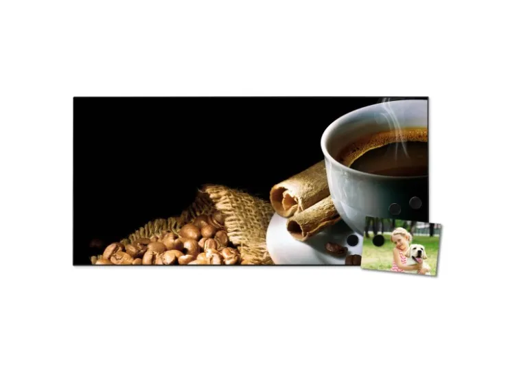 Banjado Magnettafel 78x37cm Magnetwand Schwarz Aus Metall Magnetpinnwand Pinnwand Inkl. 4 Magnete Motiv Hot Coffee* Pinnwände