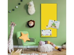 Banjado Magnettafel 37x78cm Magnetwand Schwarz Aus Metall Magnetpinnwand Pinnwand Inkl. 4 Magnete Motiv Sonnengelb