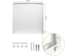Banjado Magnettafel 50x50cm Magnetwand Weiß Aus Metall Magnetpinnwand Pinnwand Inkl. 4 Magnete Motiv Holzplanken* Pinnwände