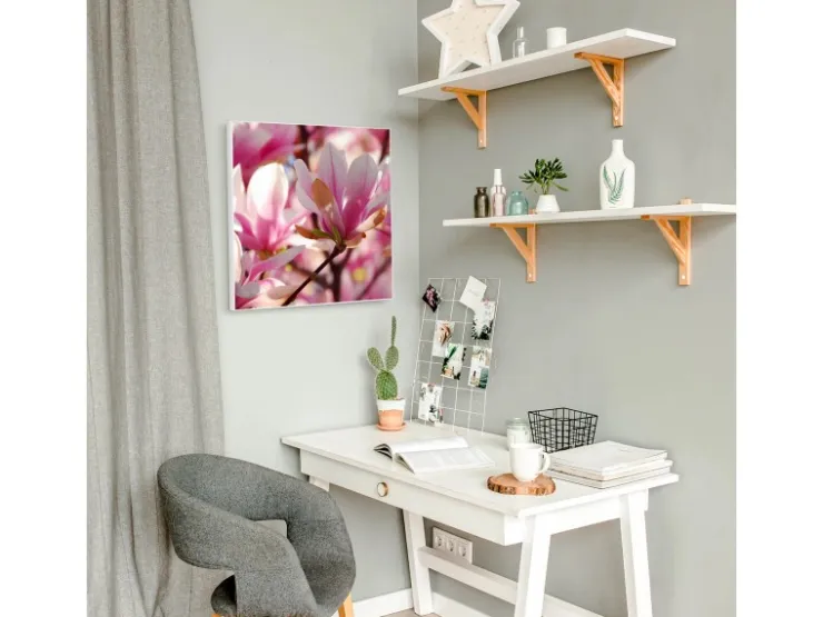 Banjado Magnettafel 50x50cm Magnetwand Weiß Aus Metall Magnetpinnwand Pinnwand Inkl. 4 Magnete Motiv Magnolia