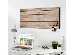 Banjado Magnettafel 78x37cm Magnetwand Schwarz Aus Metall Magnetpinnwand Pinnwand Inkl. 4 Magnete Motiv Blasse Holzlatten* Schweberegale