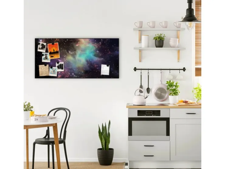 Banjado Magnettafel 78x37cm Magnetwand Schwarz Aus Metall Magnetpinnwand Pinnwand Inkl. 4 Magnete Motiv Im Weltall 2* Pinnwände