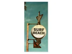 Banjado Magnettafel 37x78cm Magnetwand Weiß Aus Metall Magnetpinnwand Pinnwand Inkl. 4 Magnete Motiv Surf Beach* Pinnwände