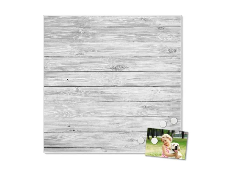 Banjado Magnettafel 50x50cm Magnetwand Weiß Aus Metall Magnetpinnwand Pinnwand Inkl. 4 Magnete Motiv Weiß Gebeizt* Pinnwände