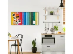Banjado Magnettafel 78x37cm Magnetwand Schwarz Aus Metall Magnetpinnwand Pinnwand Inkl. 4 Magnete Motiv Regenbogenfarben* Pinnwände