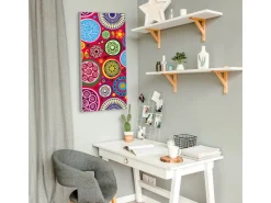 Banjado Magnettafel 37x78cm Magnetwand Silber Aus Metall Magnetpinnwand Pinnwand Inkl. 4 Magnete Motiv Retro Kreise* Pinnwände