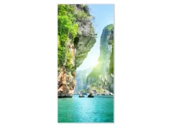 Banjado Magnettafel 37x78cm Magnetwand Weiß Aus Metall Magnetpinnwand Pinnwand Inkl. 4 Magnete Motiv Versteckte Bucht* Pinnwände