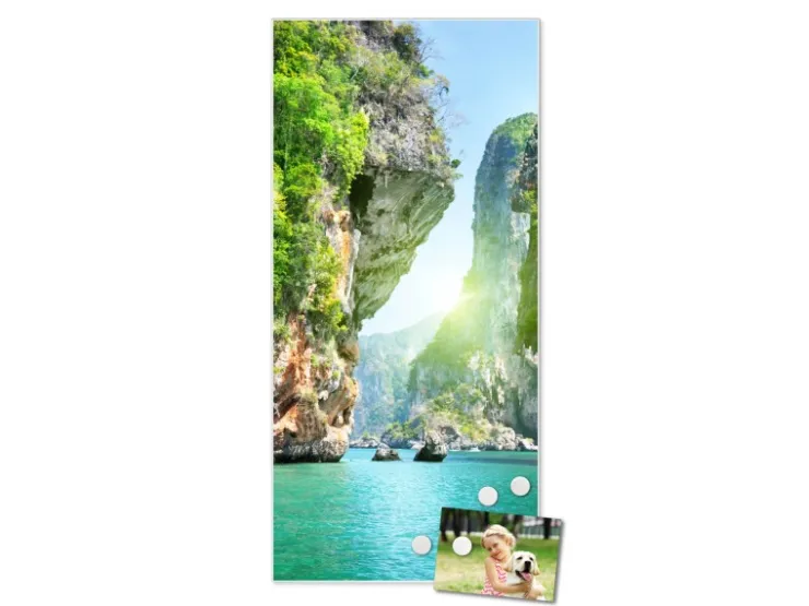 Banjado Magnettafel 37x78cm Magnetwand Weiß Aus Metall Magnetpinnwand Pinnwand Inkl. 4 Magnete Motiv Versteckte Bucht* Pinnwände