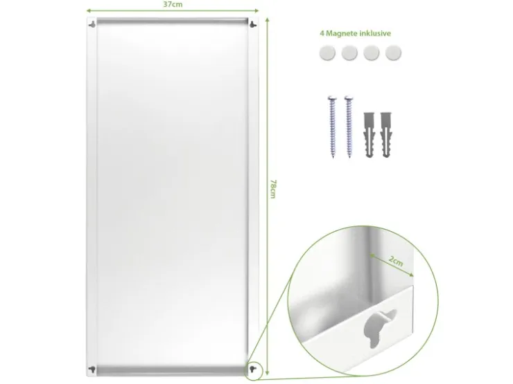 Banjado Magnettafel 37x78cm Magnetwand Weiß Aus Metall Magnetpinnwand Pinnwand Inkl. 4 Magnete Motiv Versteckte Bucht* Pinnwände
