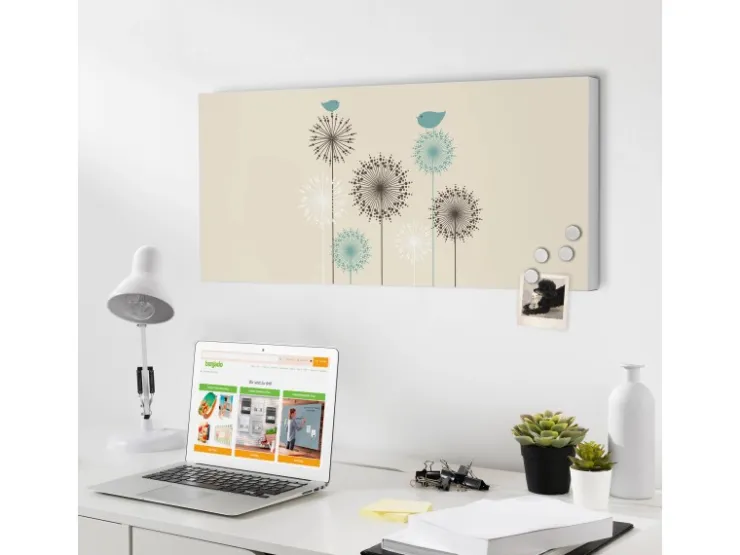 Banjado Magnettafel 78x37cm Magnetwand Weiß Aus Metall Magnetpinnwand Pinnwand Inkl. 4 Magnete Motiv Kugelfontänen* Pinnwände