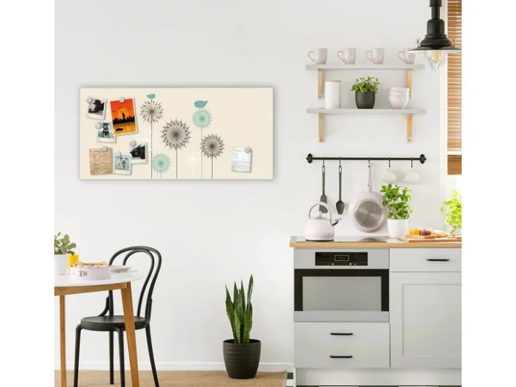 Banjado Magnettafel 78x37cm Magnetwand Weiß Aus Metall Magnetpinnwand Pinnwand Inkl. 4 Magnete Motiv Kugelfontänen* Pinnwände