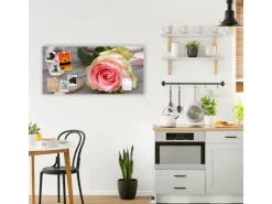 Banjado Magnettafel 78x37cm Magnetwand Weiß Aus Metall Magnetpinnwand Pinnwand Inkl. 4 Magnete Motiv Rosa Rose
