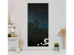 Banjado Magnettafel 37x78cm Magnetwand Silber Aus Metall Magnetpinnwand Pinnwand Inkl. 4 Magnete Motiv Nachthimmel* Pinnwände