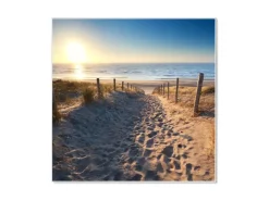 Banjado Magnettafel 50x50cm Magnetwand Weiß Aus Metall Magnetpinnwand Pinnwand Inkl. 4 Magnete Motiv Nordseestrand* Pinnwände