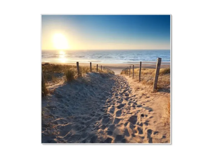 Banjado Magnettafel 50x50cm Magnetwand Weiß Aus Metall Magnetpinnwand Pinnwand Inkl. 4 Magnete Motiv Nordseestrand* Pinnwände