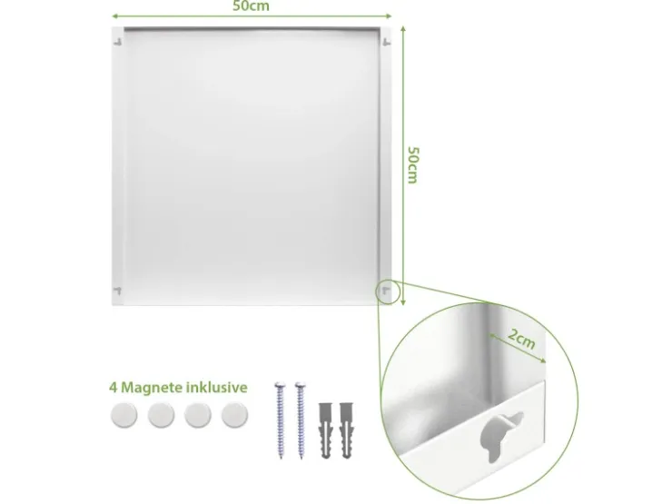 Banjado Magnettafel 50x50cm Magnetwand Weiß Aus Metall Magnetpinnwand Pinnwand Inkl. 4 Magnete Motiv Nordseestrand* Pinnwände