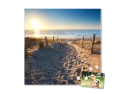 Banjado Magnettafel 50x50cm Magnetwand Weiß Aus Metall Magnetpinnwand Pinnwand Inkl. 4 Magnete Motiv Nordseestrand* Pinnwände