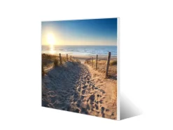Banjado Magnettafel 50x50cm Magnetwand Weiß Aus Metall Magnetpinnwand Pinnwand Inkl. 4 Magnete Motiv Nordseestrand* Pinnwände