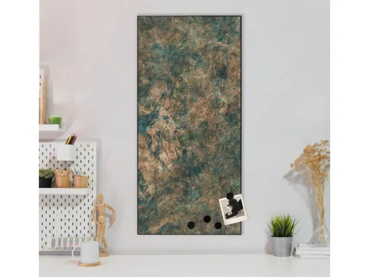 Banjado Magnettafel 37x78cm Magnetwand Schwarz Aus Metall Magnetpinnwand Pinnwand Inkl. 4 Magnete Motiv Kupfer Patina* Pinnwände|Wanddekoration