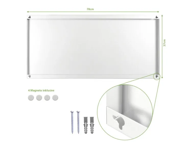 Banjado Magnettafel 78x37cm Magnetwand Weiß Aus Metall Magnetpinnwand Pinnwand Inkl. 4 Magnete Motiv Beige