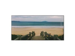 Banjado Magnettafel 78x37cm Magnetwand Schwarz Aus Metall Magnetpinnwand Pinnwand Inkl. 4 Magnete Motiv Zum Strand* Pinnwände