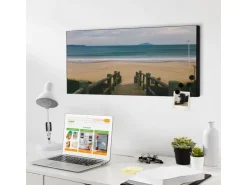 Banjado Magnettafel 78x37cm Magnetwand Schwarz Aus Metall Magnetpinnwand Pinnwand Inkl. 4 Magnete Motiv Zum Strand* Pinnwände