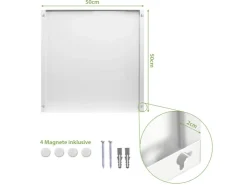 Banjado Magnettafel 50x50cm Magnetwand Weiß Aus Metall Magnetpinnwand Pinnwand Inkl. 4 Magnete Motiv Schokobraun