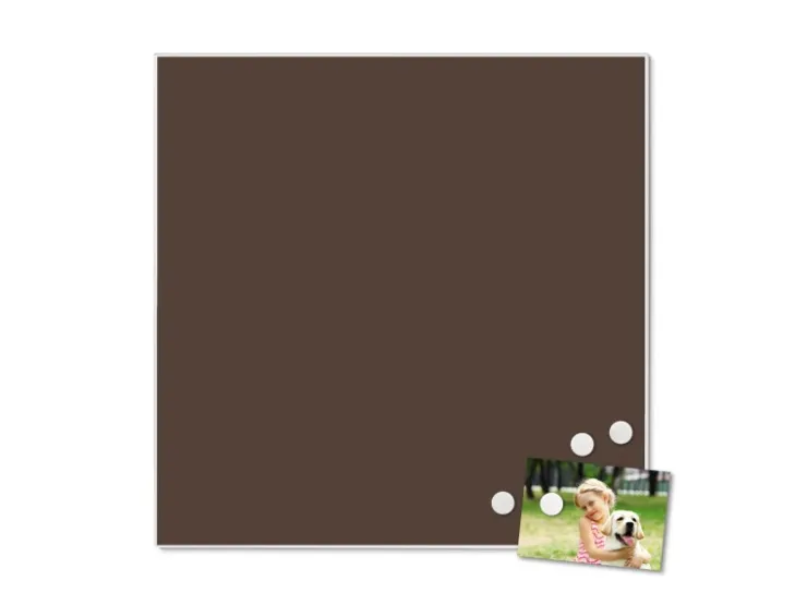 Banjado Magnettafel 50x50cm Magnetwand Weiß Aus Metall Magnetpinnwand Pinnwand Inkl. 4 Magnete Motiv Schokobraun