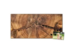 Banjado Magnettafel 78x37cm Magnetwand Schwarz Aus Metall Magnetpinnwand Pinnwand Inkl. 4 Magnete Motiv Jahresringe* Pinnwände
