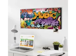 Banjado Magnettafel 78x37cm Magnetwand Schwarz Aus Metall Magnetpinnwand Pinnwand Inkl. 4 Magnete Motiv Graffiti