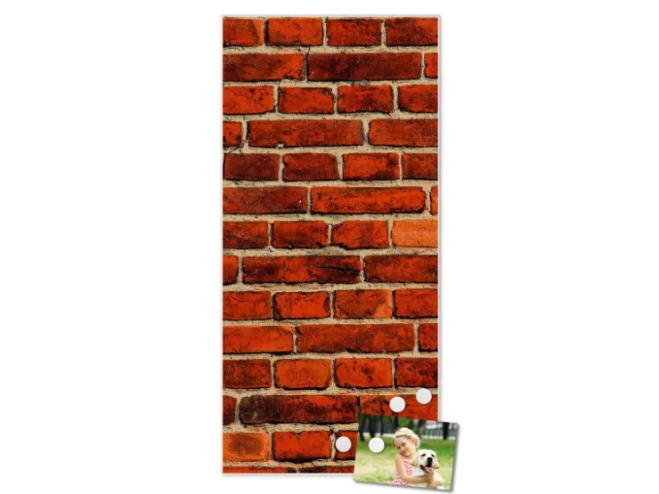 Banjado Magnettafel 37x78cm Magnetwand Weiß Aus Metall Magnetpinnwand Pinnwand Inkl. 4 Magnete Motiv Ziegelwand* Pinnwände