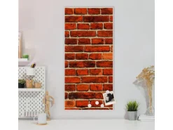 Banjado Magnettafel 37x78cm Magnetwand Weiß Aus Metall Magnetpinnwand Pinnwand Inkl. 4 Magnete Motiv Ziegelwand* Pinnwände