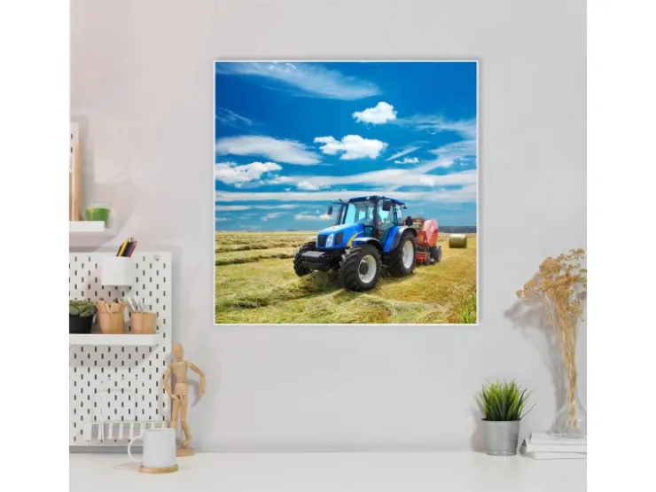 Banjado Magnettafel 50x50cm Magnetwand Weiß Aus Metall Magnetpinnwand Pinnwand Inkl. 4 Magnete Motiv Traktor