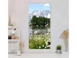 Banjado Magnettafel 37x78cm Magnetwand Weiß Aus Metall Magnetpinnwand Pinnwand Inkl. 4 Magnete Motiv Bergidylle* Pinnwände