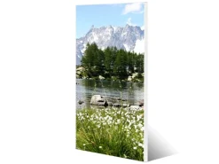 Banjado Magnettafel 37x78cm Magnetwand Weiß Aus Metall Magnetpinnwand Pinnwand Inkl. 4 Magnete Motiv Bergidylle* Pinnwände