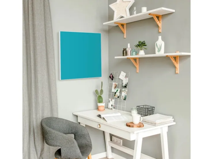 Banjado Magnettafel 50x50cm Magnetwand Weiß Aus Metall Magnetpinnwand Pinnwand Inkl. 4 Magnete Motiv Türkis* Pinnwände