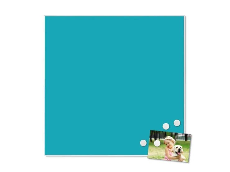 Banjado Magnettafel 50x50cm Magnetwand Weiß Aus Metall Magnetpinnwand Pinnwand Inkl. 4 Magnete Motiv Türkis* Pinnwände