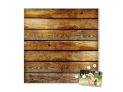 Banjado Magnettafel 50x50cm Magnetwand Weiß Aus Metall Magnetpinnwand Pinnwand Inkl. 4 Magnete Motiv Holzbretter* Pinnwände