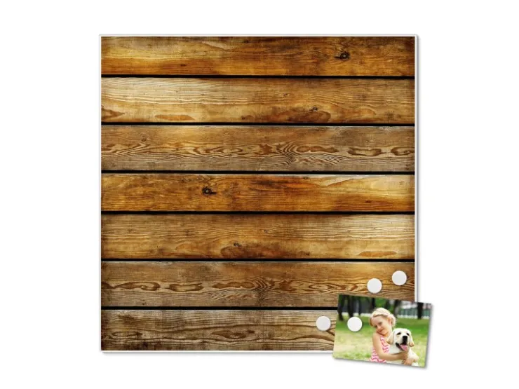 Banjado Magnettafel 50x50cm Magnetwand Weiß Aus Metall Magnetpinnwand Pinnwand Inkl. 4 Magnete Motiv Holzbretter* Pinnwände