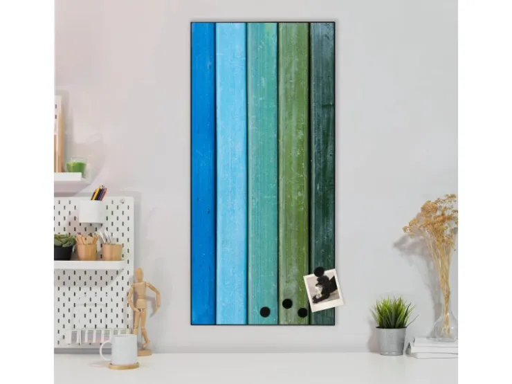 Banjado Magnettafel 37x78cm Magnetwand Schwarz Aus Metall Magnetpinnwand Pinnwand Inkl. 4 Magnete Motiv Regenbogenfarben* Pinnwände