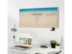 Banjado Magnettafel 78x37cm Magnetwand Weiß Aus Metall Magnetpinnwand Pinnwand Inkl. 4 Magnete Motiv Postkarte* Pinnwände