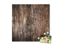 Banjado Magnettafel 50x50cm Magnetwand Weiß Aus Metall Magnetpinnwand Pinnwand Inkl. 4 Magnete Motiv Altes Holz* Pinnwände
