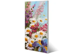 Banjado Magnettafel 37x78cm Magnetwand Silber Aus Metall Magnetpinnwand Pinnwand Inkl. 4 Magnete Motiv Sommerstrauss