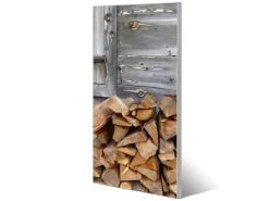 Banjado Magnettafel 37x78cm Magnetwand Silber Aus Metall Magnetpinnwand Pinnwand Inkl. 4 Magnete Motiv Feuerholz* Pinnwände