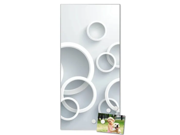 Banjado Magnettafel 37x78cm Magnetwand Silber Aus Metall Magnetpinnwand Pinnwand Inkl. 4 Magnete Motiv Weiße Ringe* Pinnwände