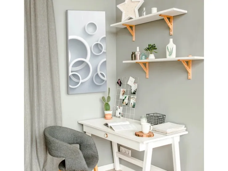 Banjado Magnettafel 37x78cm Magnetwand Silber Aus Metall Magnetpinnwand Pinnwand Inkl. 4 Magnete Motiv Weiße Ringe* Pinnwände